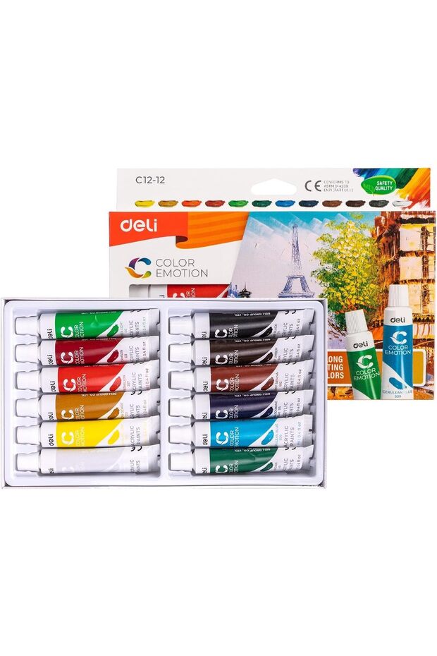 EC12-12 Color Emotion Acrylic Paints 12-Pieces