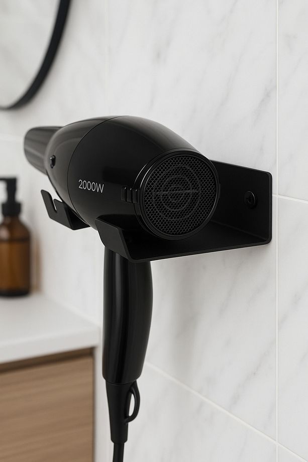 Metal Saç Kurutma Makinesi Askısı, Fön makinesi Askısı | Duvar Tipi Organizer - 1