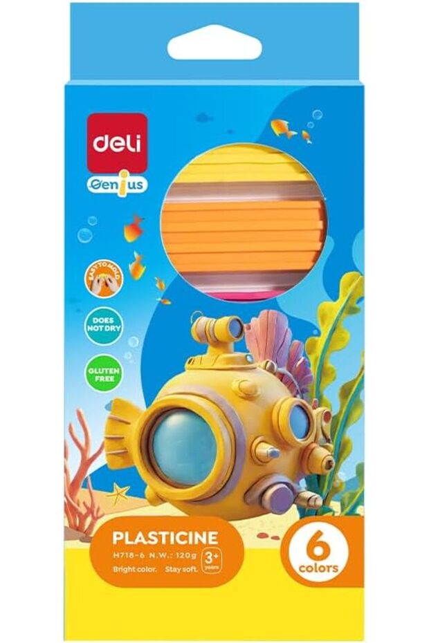 EH718-6 Plasticine – 6 Colors, Non-Drying, Easy to Mold, Safe & Gluten-Free for Creative Play