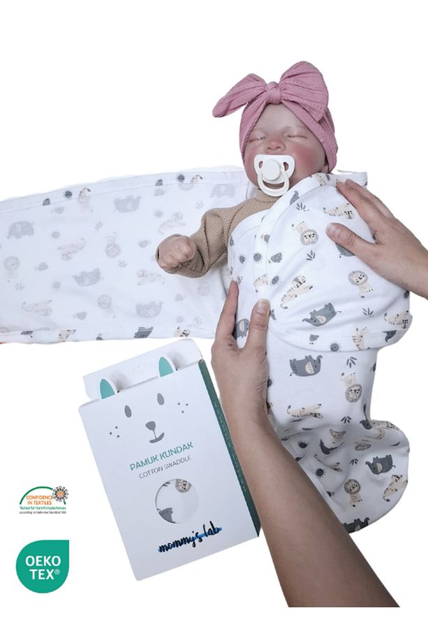 Yeni Sezon 0-4 Ay Desenli Renkli Cırtlı Hazır Bebek Pamuk Kundak %100 Pamuk (OEKO TEX CIF BELGELİ) - 4