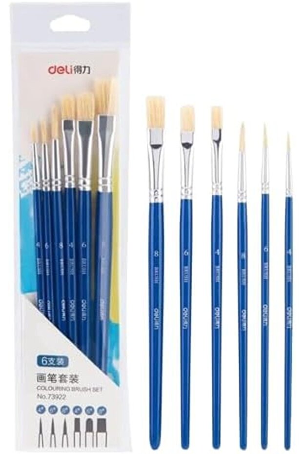 73922 Artist Paint Brush with Birch Handles 7-Pieces Set, Mixed Sizes