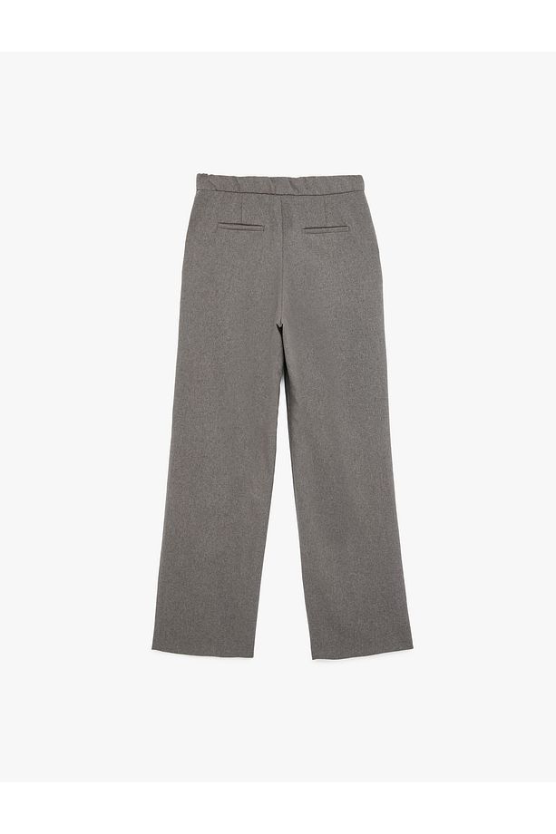 Cep Detaylı Geniş Paça Kumaş Pantolon - 4