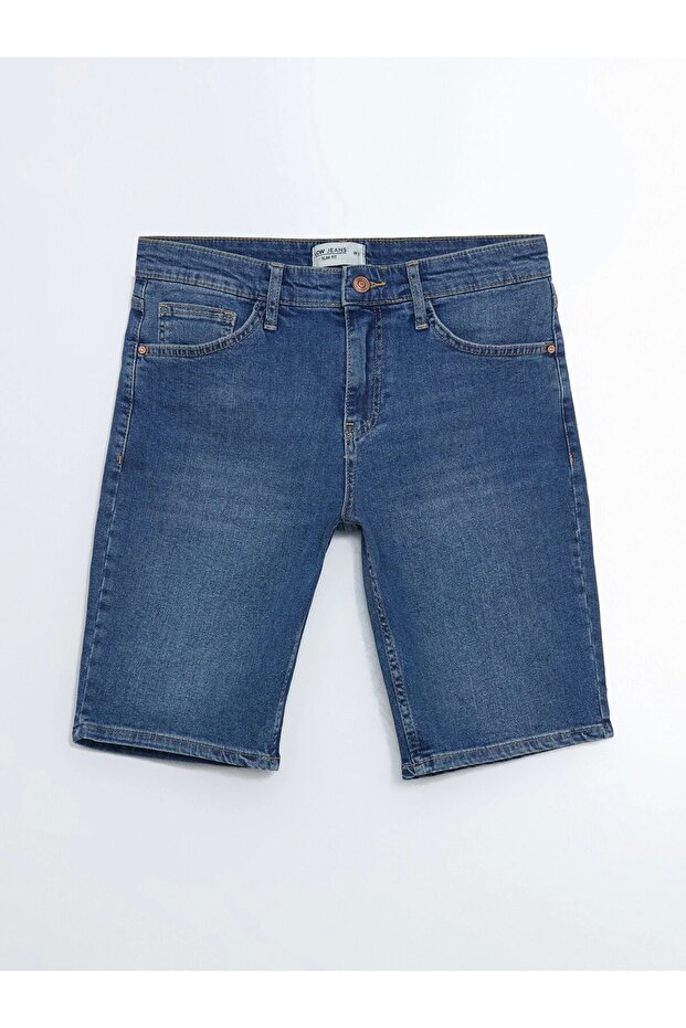 LCW Jeans Indigo Slim Fit Erkek Jean Şort - 5