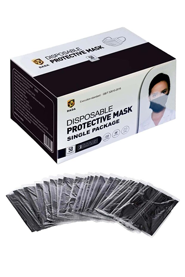Face Mask Single Black & White 50 Pc