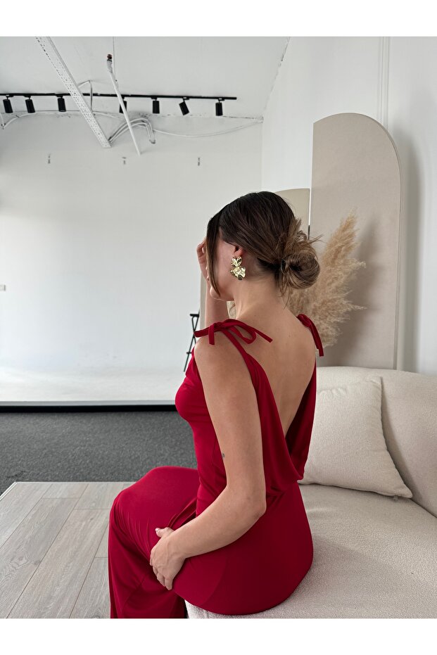 Sırt Dekolteli Degaje Elbise - 1