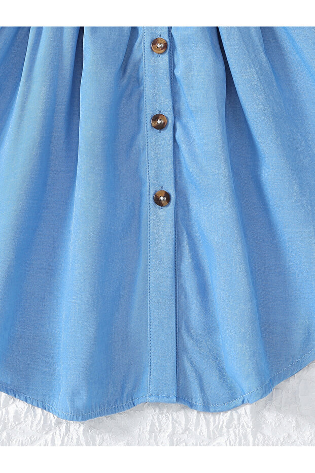 Solid Button Front Belted Dress - 6