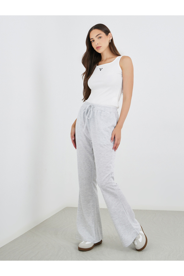 Solid Flared Joggers with Drawstring - 1