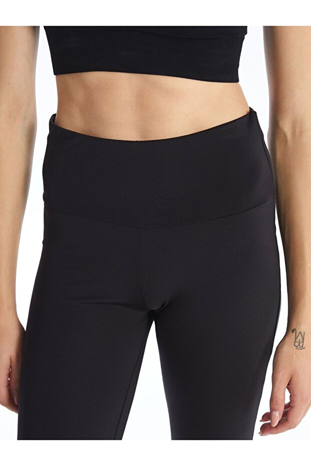 Siyah Beli Lastikli İspanyol Paça Kadın Tayt Pantolon - 3