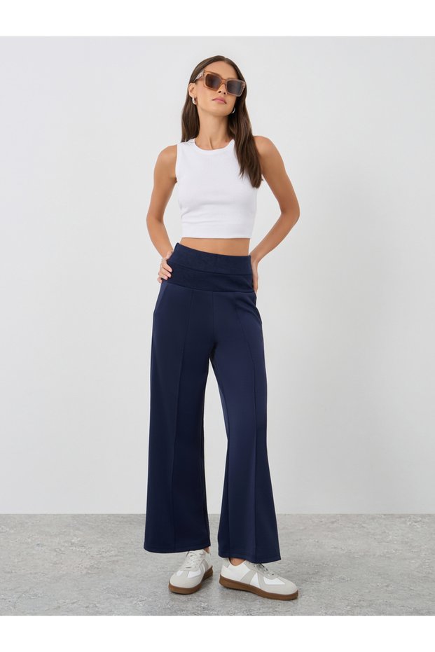 Wide Waistband Joggers with Pintuck Detail