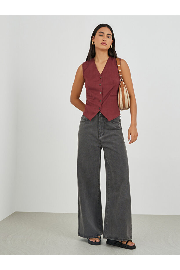 Solid Buttoned Waistcoat - 2