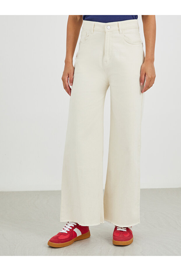 بنطال جينز مستقيم مطاطي متوسط الارتفاع - 2