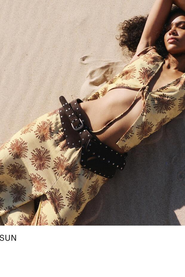 Desenli bol pantolon - 1