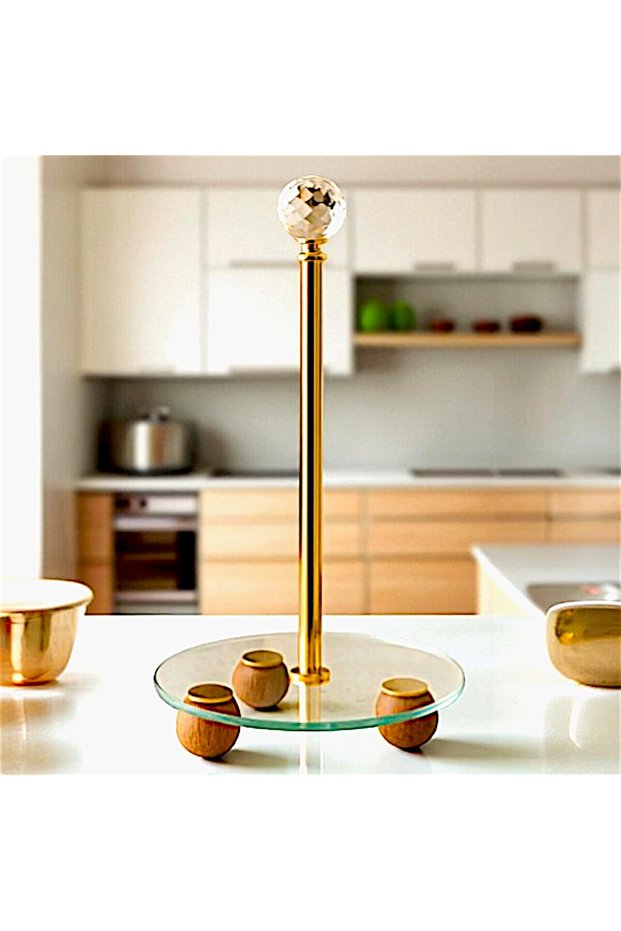 Decorative Napkin Holder - Paper Towel Holder Countertop Roll Towel Holder Kitchen Organizer with Crystal Stone