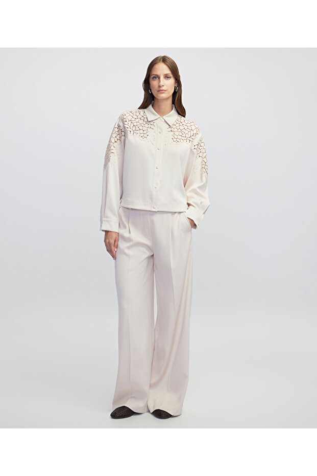 Nakış aplikeli gömlek ceket - 6