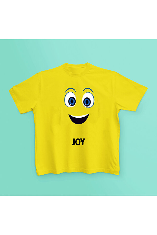 Reverse Face Joy Printed Black and White Color Basic Crew Neck T-Shirt