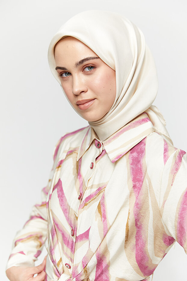 Kuşaklı Gömlek Elbise - 5