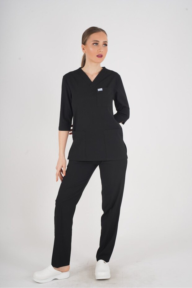 Unisex Black Violet Model Scrubs Suit Doctor Nurse Uniform
