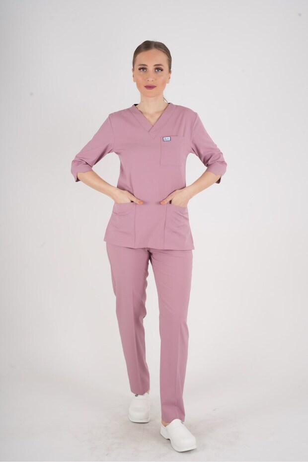 Unisex Powder Violet Model Scrubs Suit Doctor Nurse Uniform