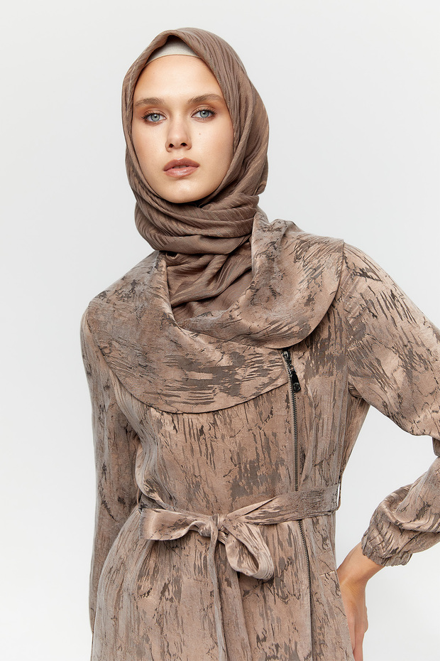 Fermuarlı Lyocell Pardösü - 5