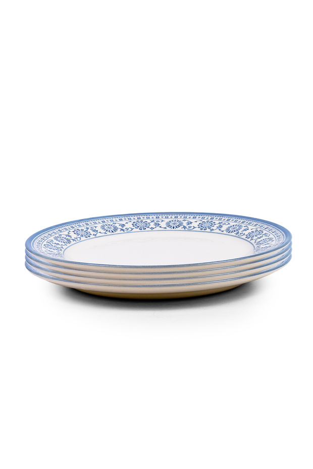 Plethora 10.5 inch Porcelain Dinner Plate (Grey & White, Set Of 4)