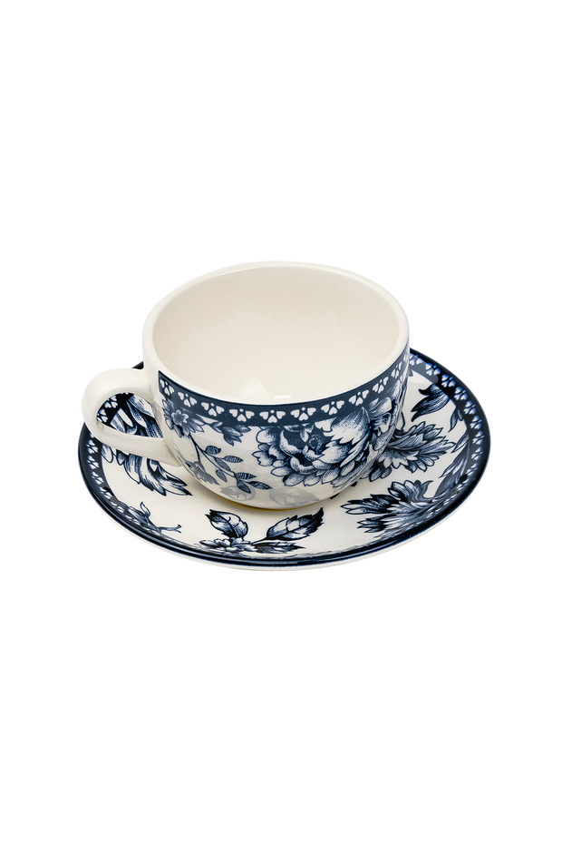 Rhapsody 240ml Dark Blue Ceramic Cup & Saucer Set (Set of 1)