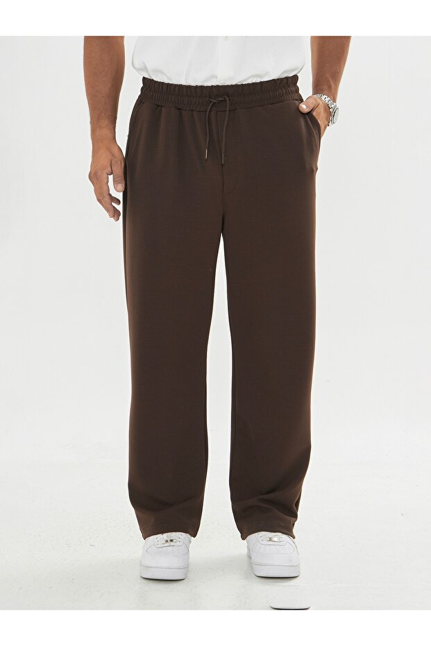 Erkek Baggy Krep Kumaş Bağcıklı Pantolon - 3