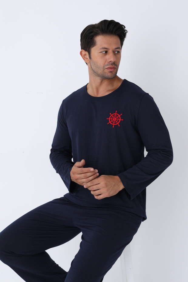 Erkek Uzun Kollu Örme Pijama Takımı - 2