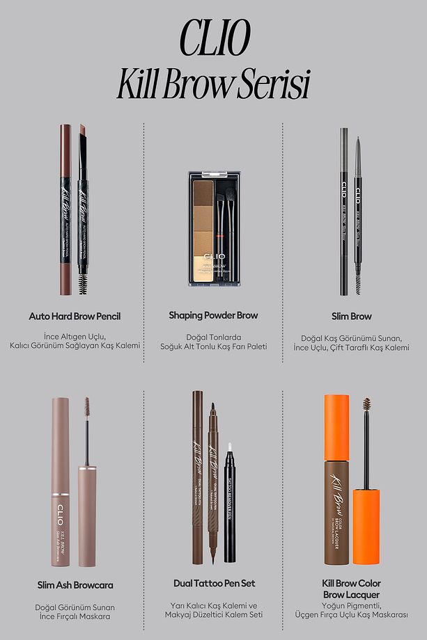 Doğal Görünüm Sunan Ultra Ince Uçlu Çift Taraflı Kaş Kalemi Kill Brow Slim Brow (01 REAL BROWN) - 7