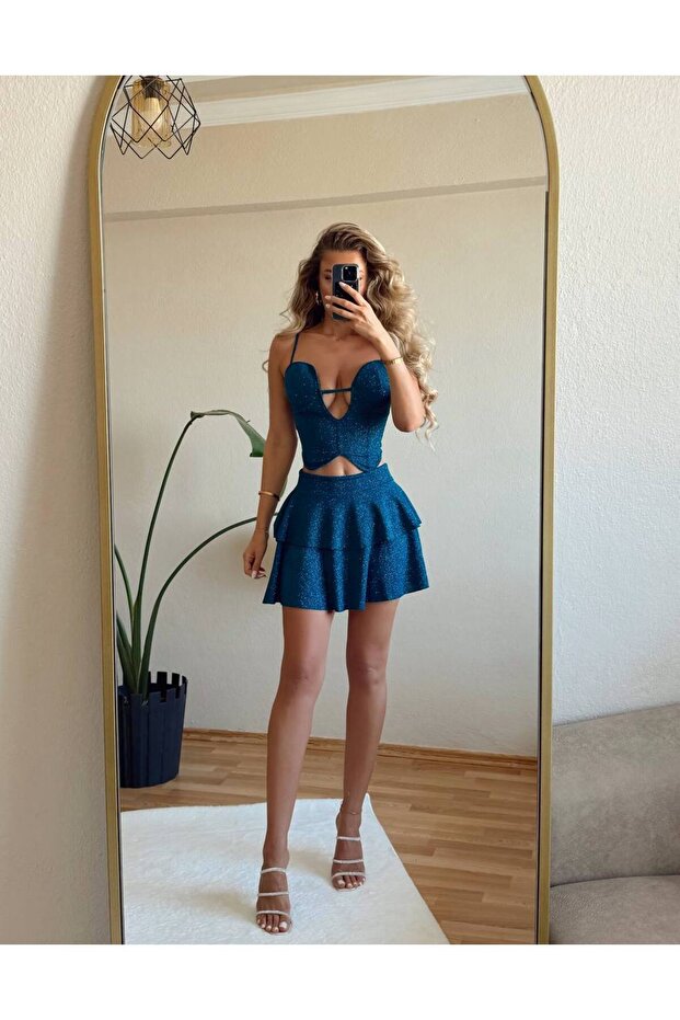 مجموعة من قطعتين من قماش بززي اللامع - 3