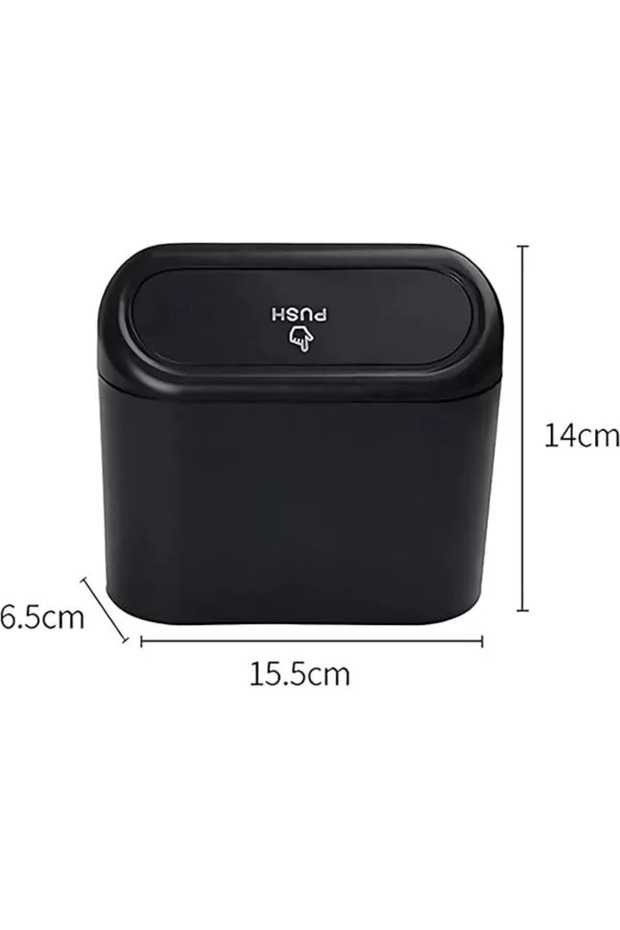 Car Trash Can In-Car Portable Organizer with Lid Garbage Bucket Push Lid Bucket - 3