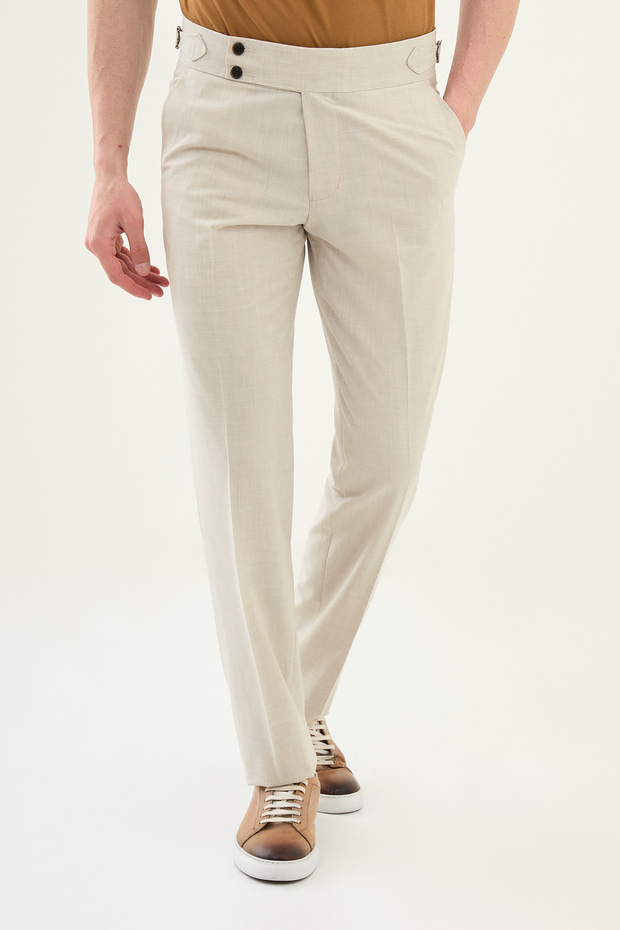 Straight Slim Fit Men's Trousers with Buckle Waist Stone - 38319.25Y