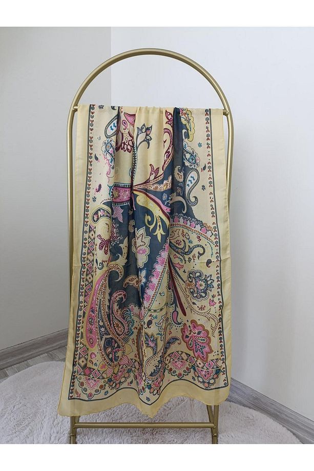 retro desen poly sarı şal - 1