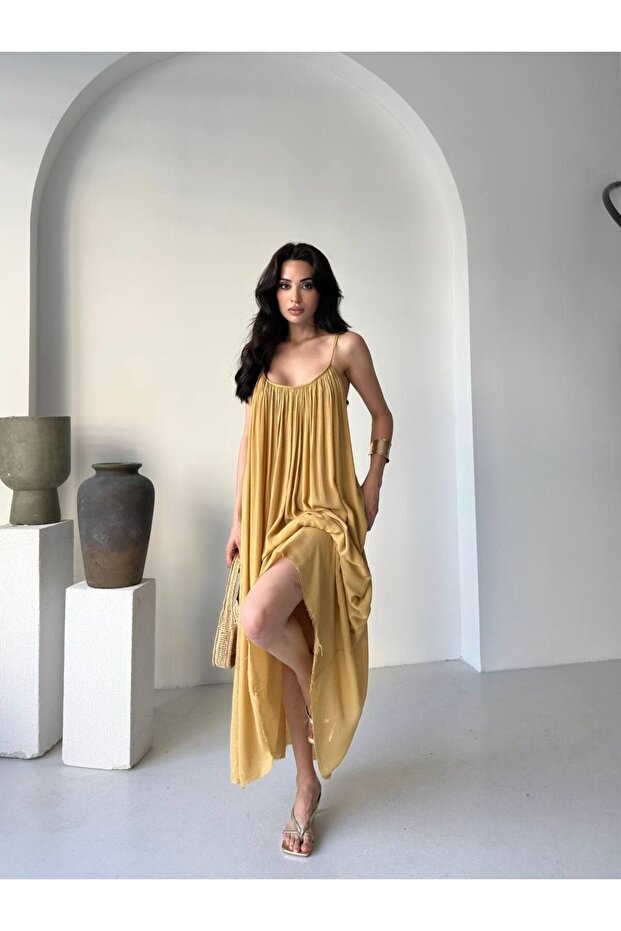 Askılı Maxi Elbise - 1