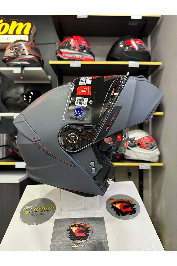 Genesis SV Solid A2 Mat Titanyum Çene Açılır Motosiklet Kaskı - 2