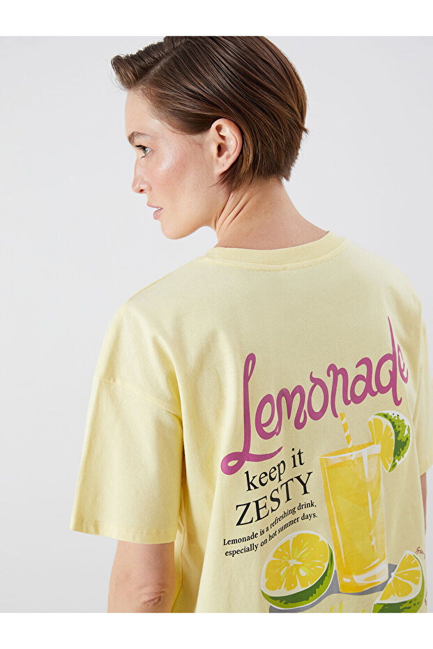 Crew Neck Printed Oversize Women's T-Shirt