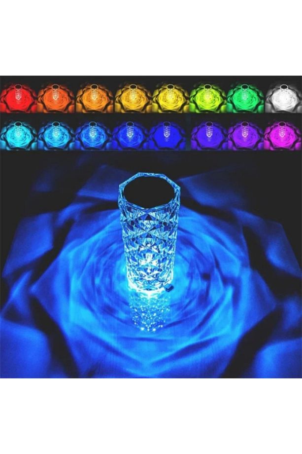 Dokunmatik Kristal LED RGB Masa Lambası-Gece Lambası-Uzaktan Kumandalı Dekorasyon Lambası-USB Şarjlı - 6