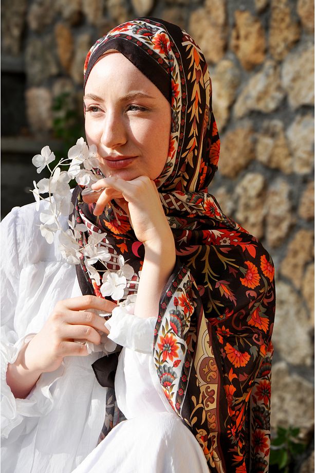 Gizli Bahar Desen Pamuk Vual İpek Şal - 2