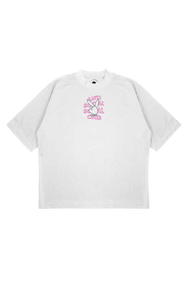 Unisex Oversize Anti Social Neon Play Printed Thick Fabric (240Gsm) T-Shirt