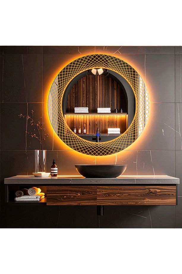 Trivon Amber Led'li Lazer Kumlamalı Lavabo & Banyo Aynası (Dokunmatik Sensörlü) - 3