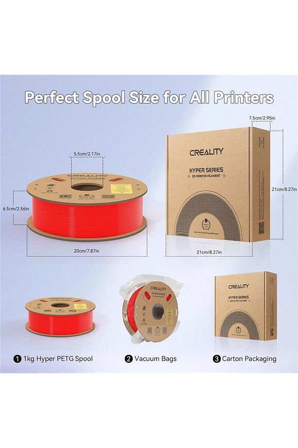 Hyper Petg Kırmızı Filament 1.75mm 1Kg - 5