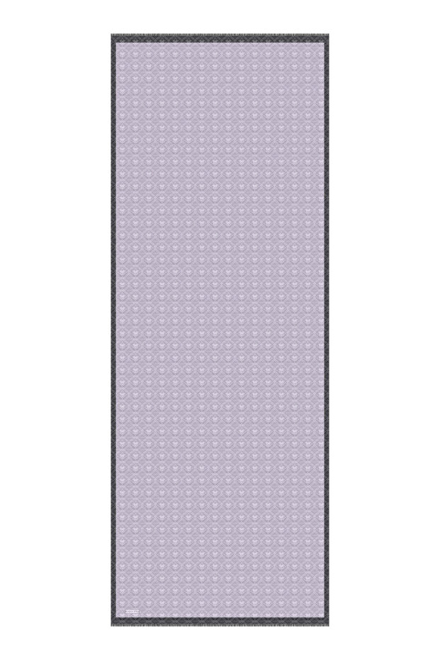 شال من القطن الحريري بنمط مونوغرام باللون الرمادي - 4