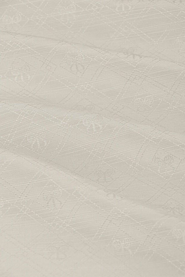 Ecru Monogram Pattern Silk Cotton Shawl - 5