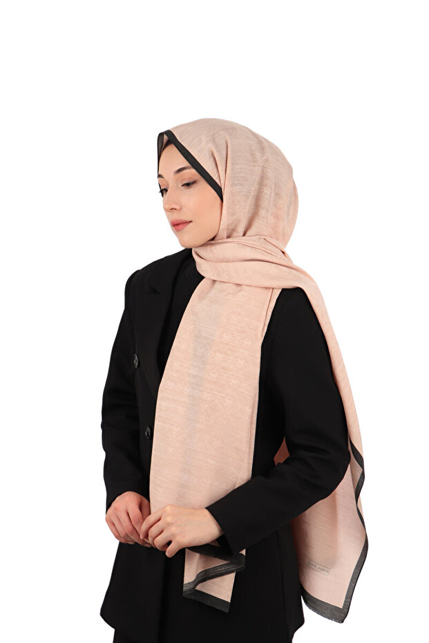 شال من القطن الحريري بنمط سمك السلمون - 1