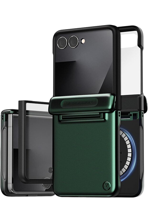 Terra Guard Modern Halo Samsung Galaxy Z Flip 7 case MagSafe compatible Metallic Green