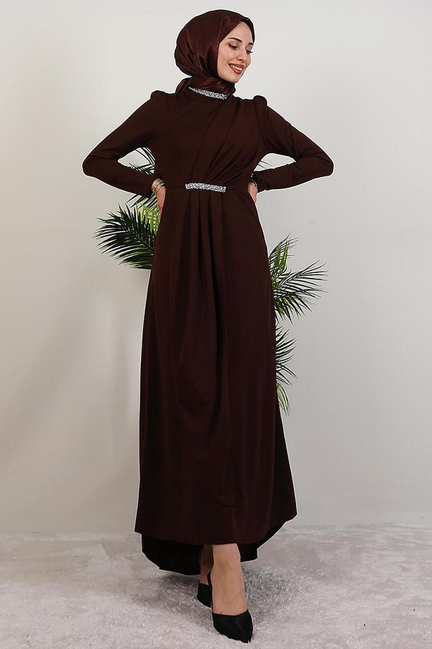 Liya Tesettür Elbise Acı Kahve - 4