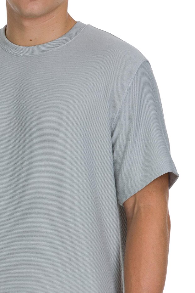 Gray Regular Fit Crew Neck Basic T-Shirt - 4