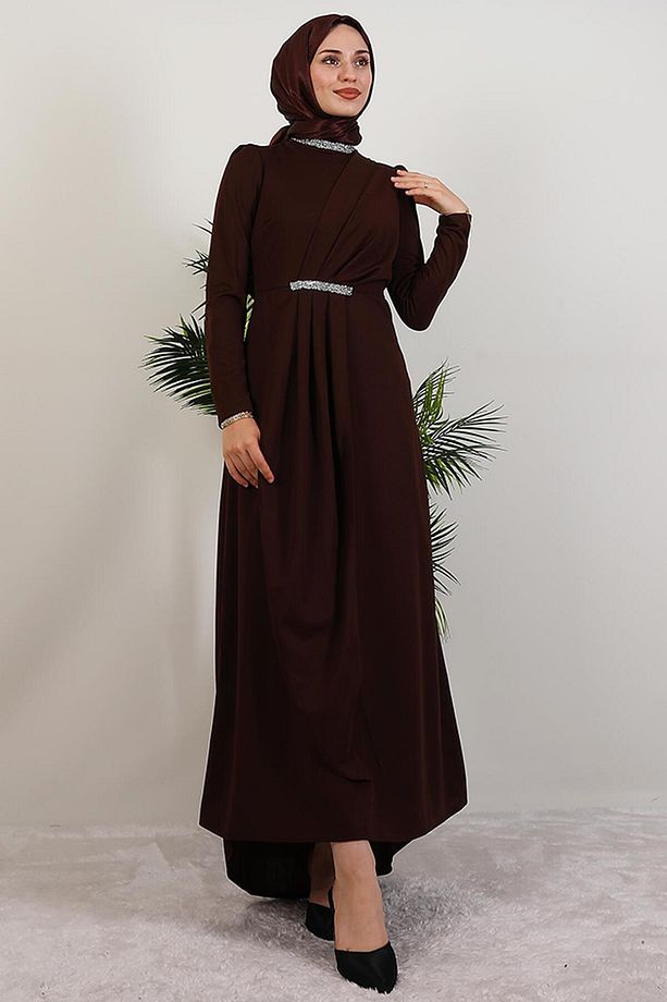 Liya Tesettür Elbise Acı Kahve - 3