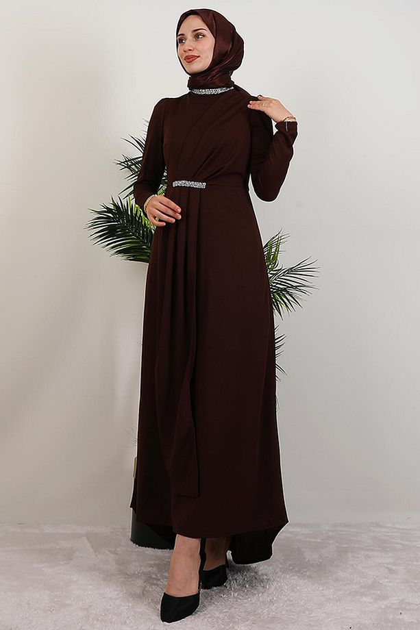 Liya Tesettür Elbise Acı Kahve - 1