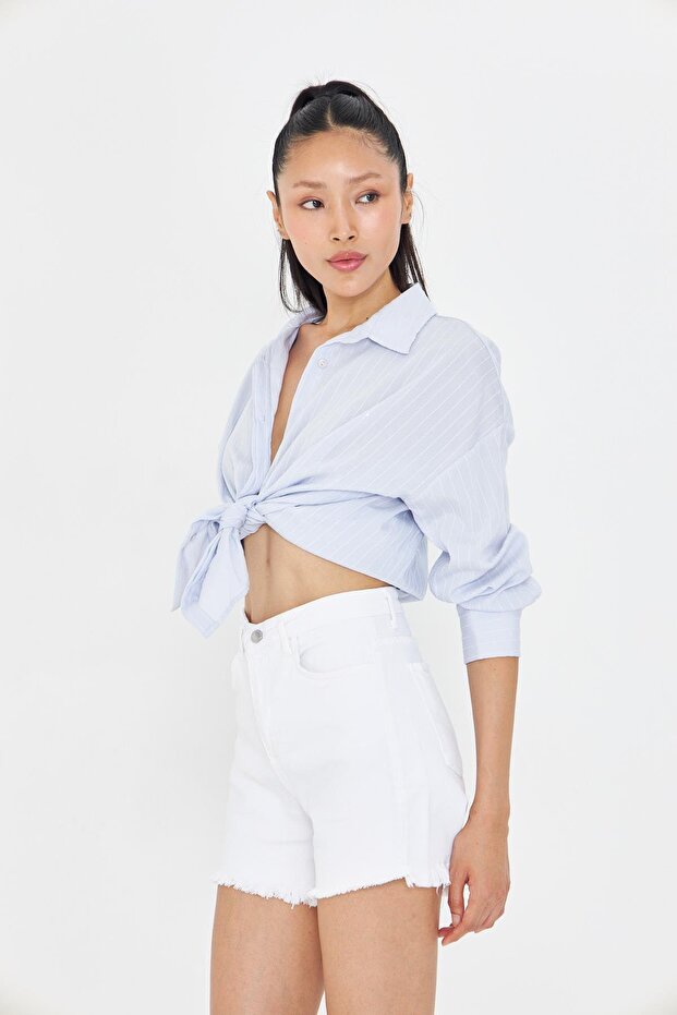 Çizgili Pullu Gömlek - 5