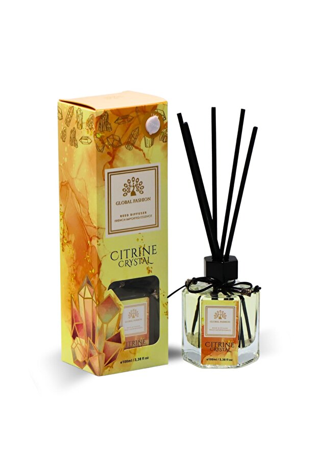 Luxury Reed Diffuser 100ml – French Essence, Long-Lasting Scent Eco Home Decor Gift, Citrine Crystal